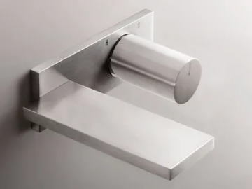 MILANO - D113A/E610B - Contemporary style wall-mounted stainless steel washbasin mixer with plate by Fantini Rubinetti - view 2